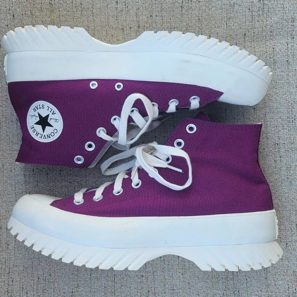 Converse Unisex Shoes Platform Sneaker Plum Canvas Lace Up Shoes Size 9.5M 11.5W - Picture 5 of 12